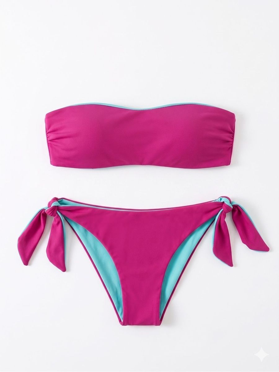 Раздельный купальник бандо двухсторонний Fattore C F12 Magenta-Menta &mdash; Jolie