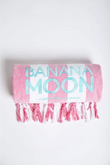 Prosop de plajă din bumbac Banana Moon Alissia Marbella Roz-Alb